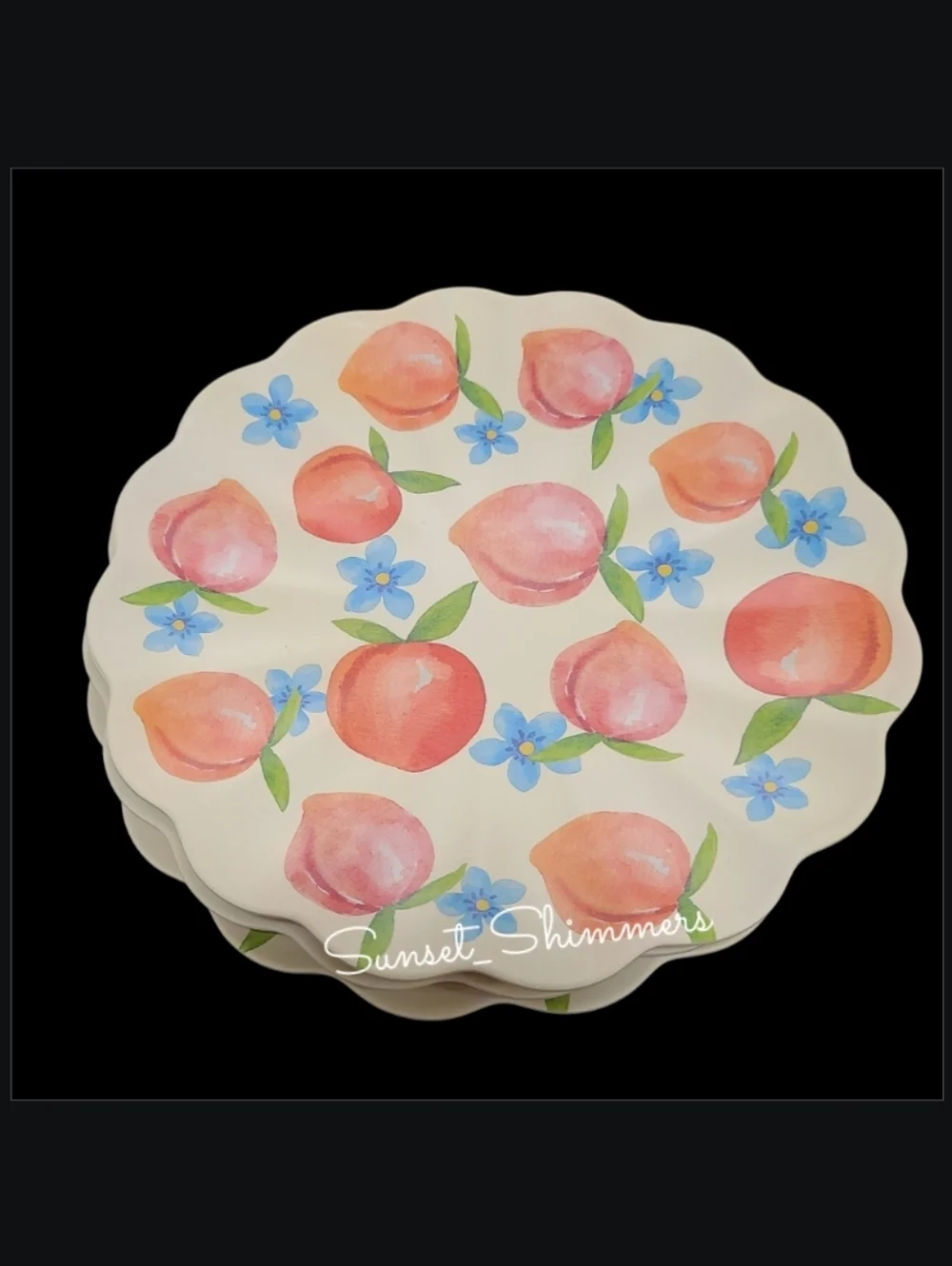 4 Sweet Georgia Peach Indoor Outdoor Scalloped Melamine 11